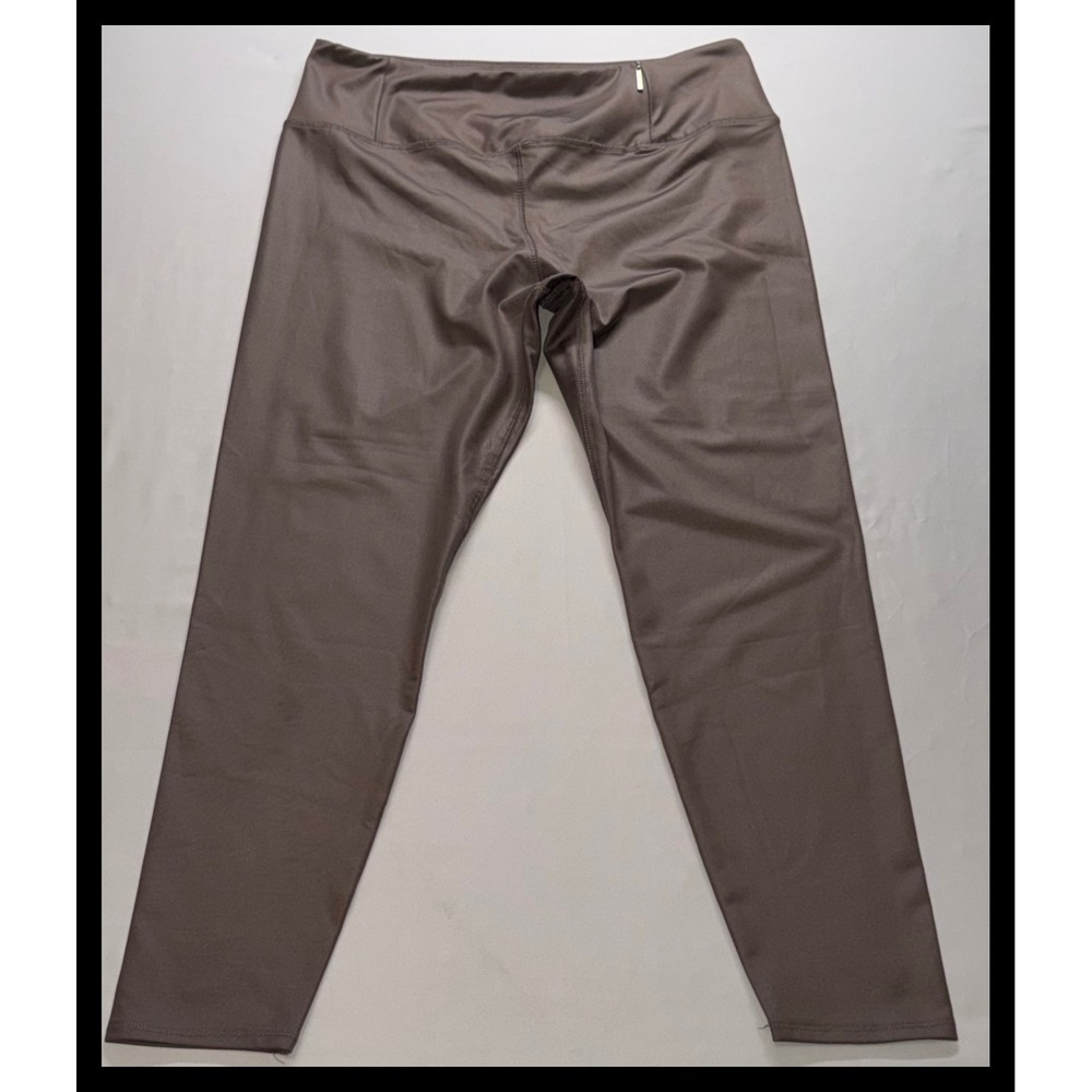 Tahari Sport Leggings Womens Large Brown Metallic High Rise Activewear Yoga